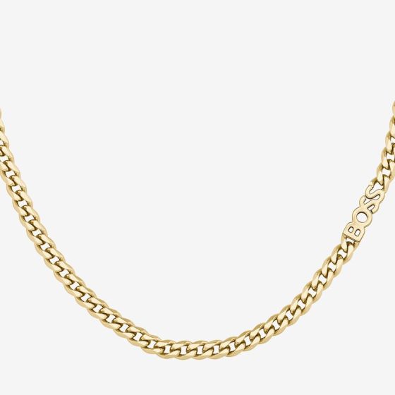 BOSS Kassy Gold Tone Logo Curb Chain 1580572