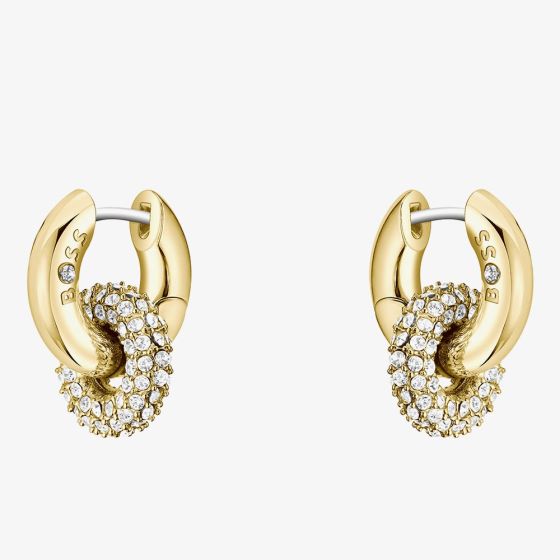 BOSS Live Precious Gold Plated Linked Circles Hoop Earrings 1580759