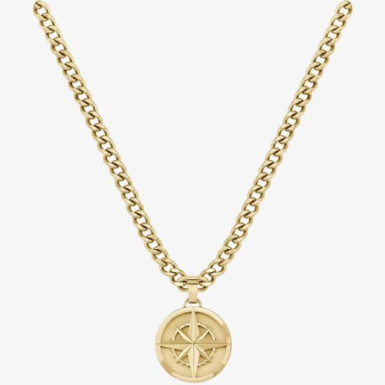 BOSS Gold Tone Compass Pendant Necklace 1580549