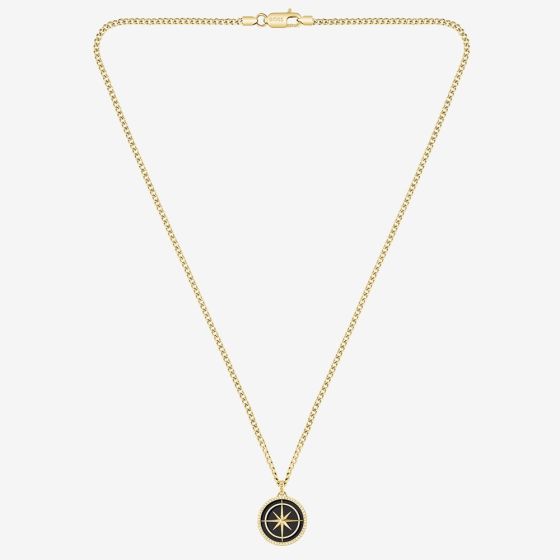 BOSS North Gold Tone Compass Pendant Necklace 1580842