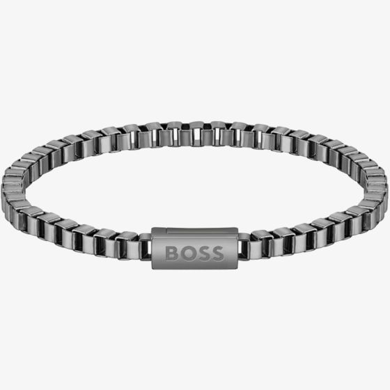 BOSS Mens Grey-Tone 19cm Chain Bracelet 1580290