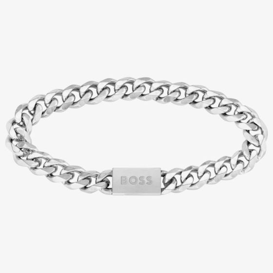 BOSS Mens Stainless-Steel 19cm Curb Bracelet 1580144M
