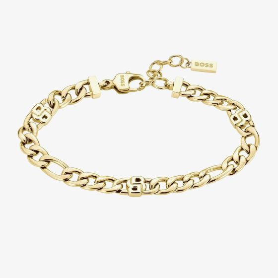 BOSS Gold Tone Double B Figaro Bracelet 1580635