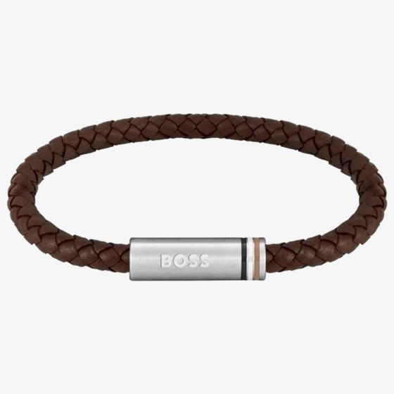 BOSS Brown Braided Leather Bracelet 1580623