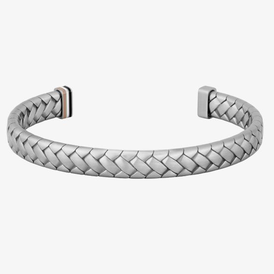 BOSS Mens Tailored Silver Braided Bangle 1580671