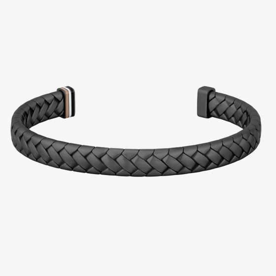 BOSS Mens Tailored Black Braided Bangle 1580673