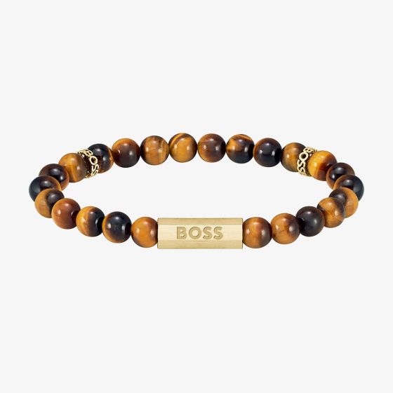 BOSS Sphee Tiger Eye Rondelles Beaded Bracelet 1580661M