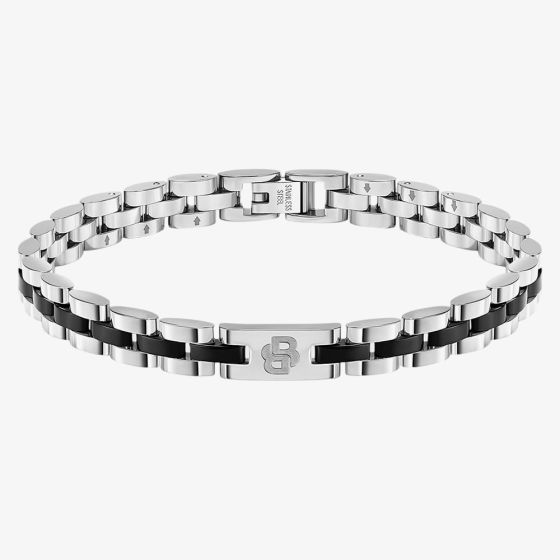 BOSS Archer Two Tone Black Enamel & Stainless Steel Link Bracelet 1580890