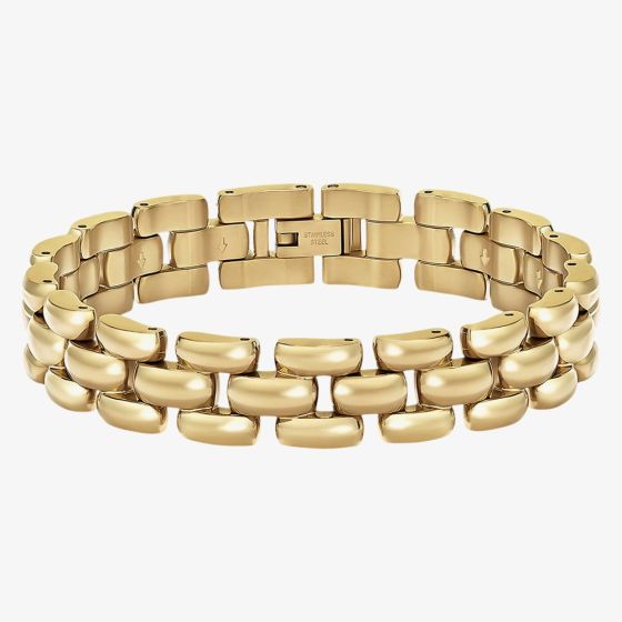 BOSS Violet Yellow Gold Tone Plated Stainless Steel Link Bracelet 1580897