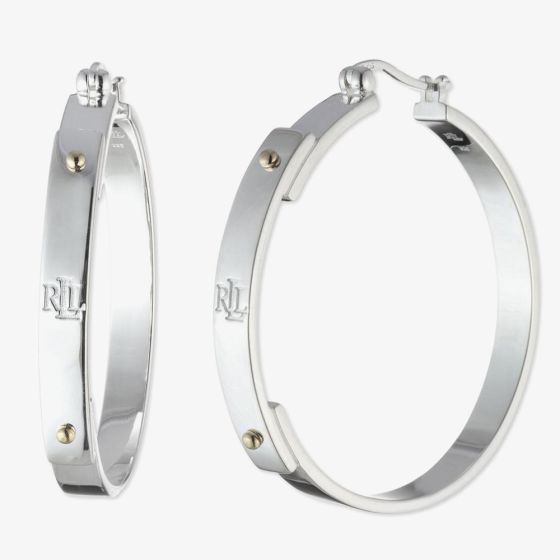 Lauren Ralph Lauren Silver Two Tone Hoop Earrings 60542847-EZ6
