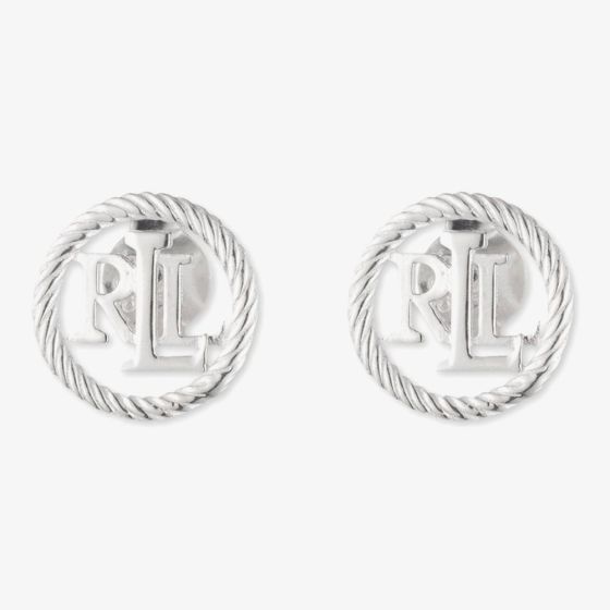 Lauren Ralph Lauren Silver Rope Logo Open Disc Stud Earrings 60567145-G03