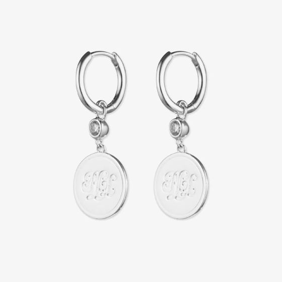 Lauren Ralph Lauren Silver Script Coin 12mm Dropper Earrings 14G00560
