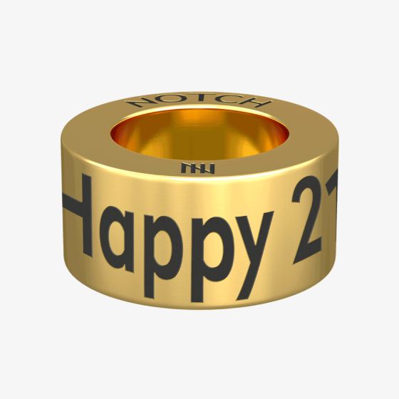 Notch Celebration Happy 21st Birthday Gold Charm 00039-BR