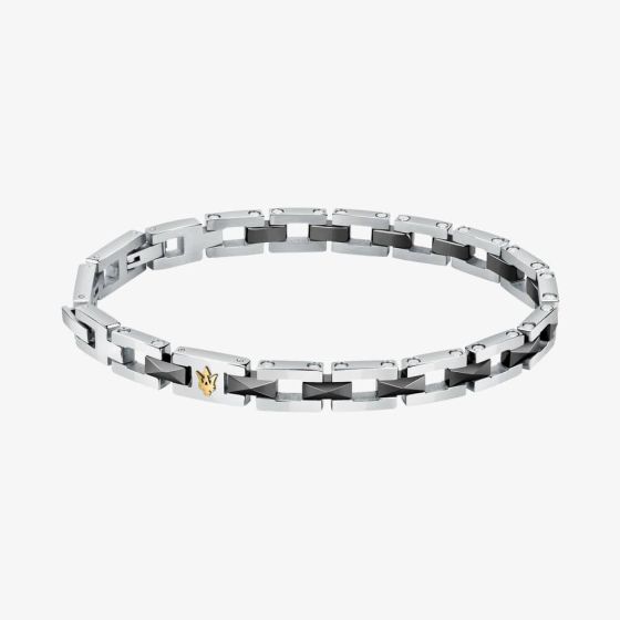 Maserati Silver Three Row Square Link Bracelet JM422ATZ16