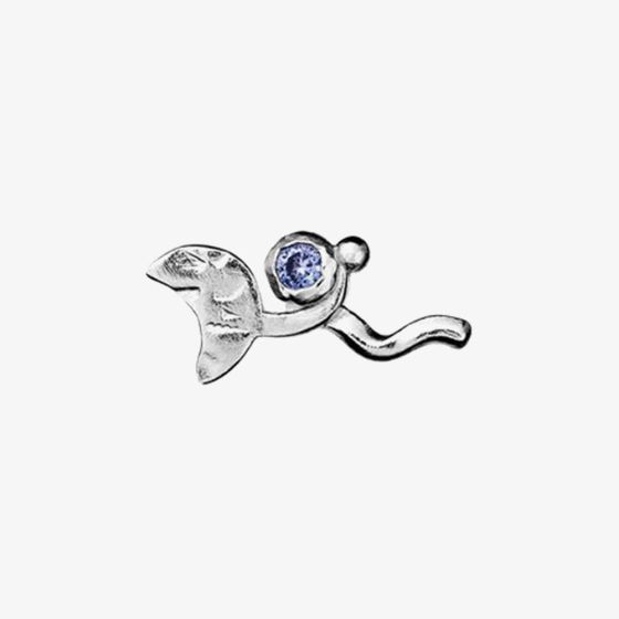 Maanesten Lucina Silver Crescent Moon Single Stud Earring 9836C