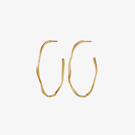 Maanesten Echo Gold Plated Twisted 43mm Half Hoop Earrings 9863A