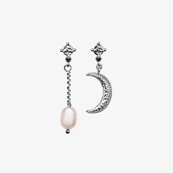 Maanesten Nyla Silver Freshwater Pearl Moon Dropper Earrings 9667C