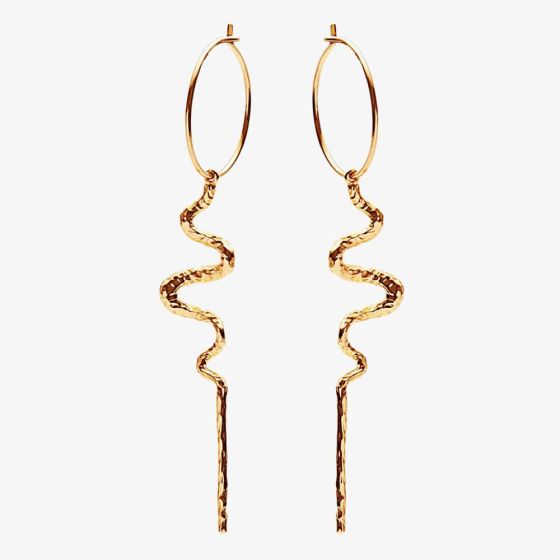 Maanesten Mia Creol Gold Plated Wavy Hoop Dropper Earrings 9372A