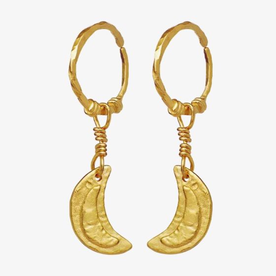 Maanesten Odessa Gold Plated Hoop Cresent Moon Dropper Earrings 9841A