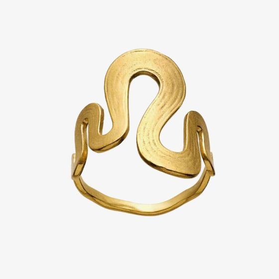 Maanesten Sasja Gold Plated Textured Wave Ring 4796A