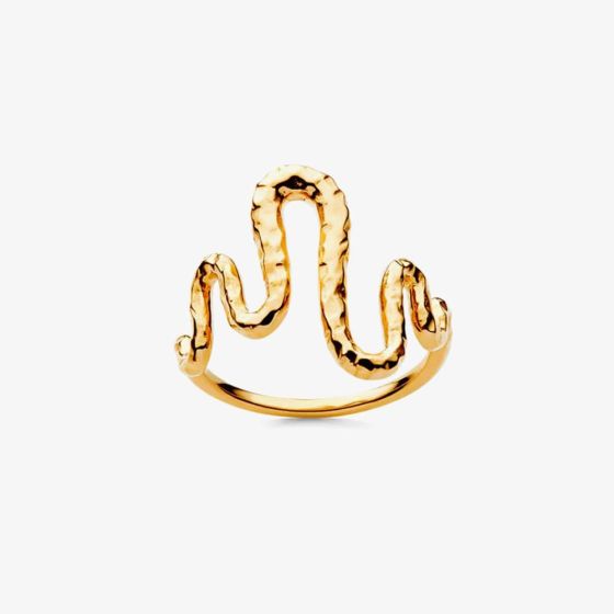 Maanesten Viva Gold Plated Hammered Wave Ring 4315A