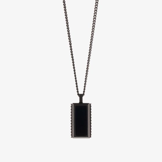 Steel & Barnett Hatton Black Stainless Steel Rectangular Onyx Pendant N-HAT02