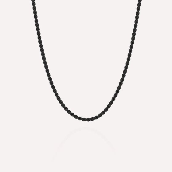 Steel & Barnett Helix Black Stainless Steel Thin Twisted Rope Chain N-HEL02