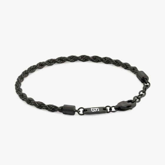 Steel & Barnett Helix Black Stainless Steel Twisted Rope Bracelet B-HEL02