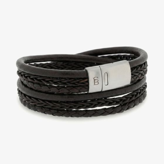 Steel & Barnett Bonacci Brown Leather Layered Multi Strand Bracelet LBB/003