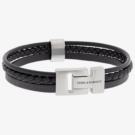 Steel & Barnett Casual Cole Black Leather Multi Strand Bracelet LBCC/001