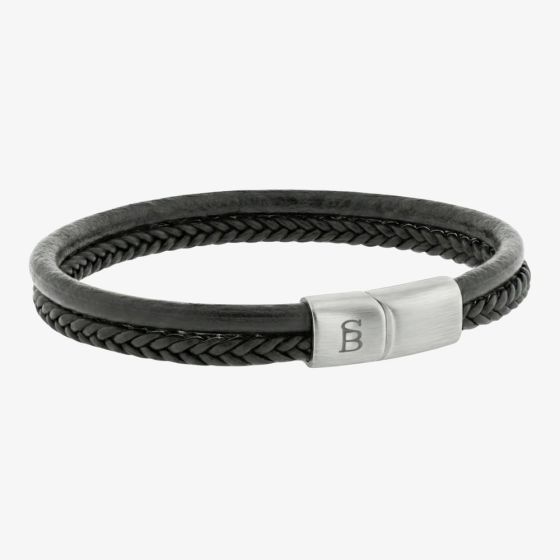 Steel & Barnett Denby Black Dual Band Leather Bracelet LBD/005