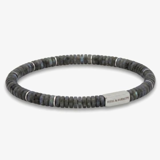 Steel & Barnett Two Tone Labradorite & Stainless Steel Disc Bracelet SBTT/003