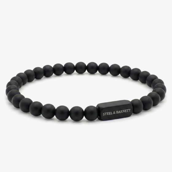 Steel & Barnett Natural Ned Black Edition Onyx Gemstone Bead Bracelet BEB/002