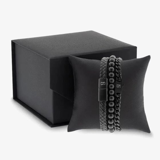 Steel & Barnett Black Editions Triple Bracelet Gift Set GS-TR-BLK