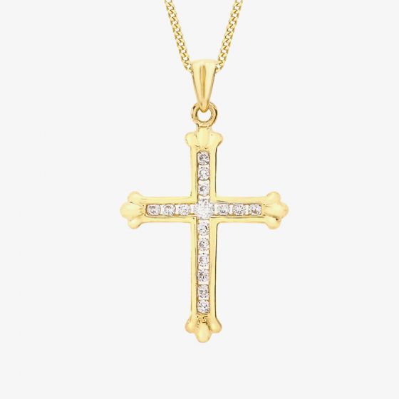 9ct Yellow Gold Cubic Zirconia Cross Pendant 1.64.0929