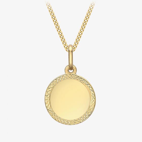 9ct Yellow Gold Textured Edge Disc Pendant 1.68.5471