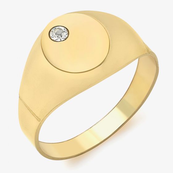 9ct Yellow Gold Crystal Signet Ring 1.81.0239
