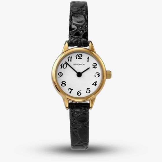Sekonda Easy Reader Gold Plated Black Strap Watch 4473