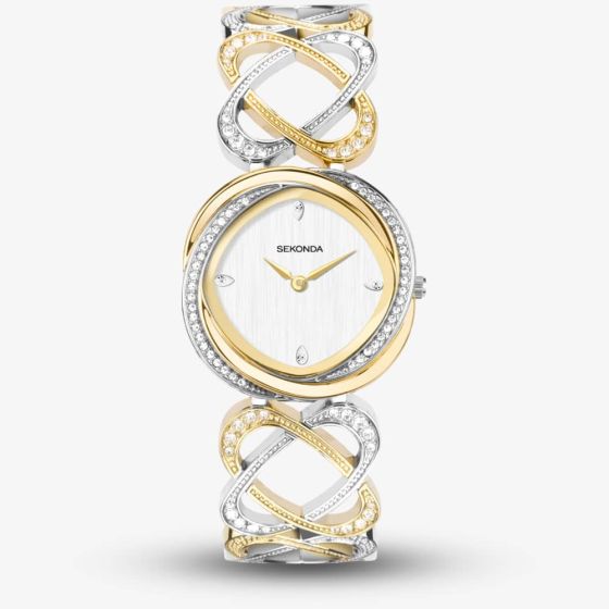 Sekonda Dress Hidden Hearts Stone Set Gold & Silver Watch 40600
