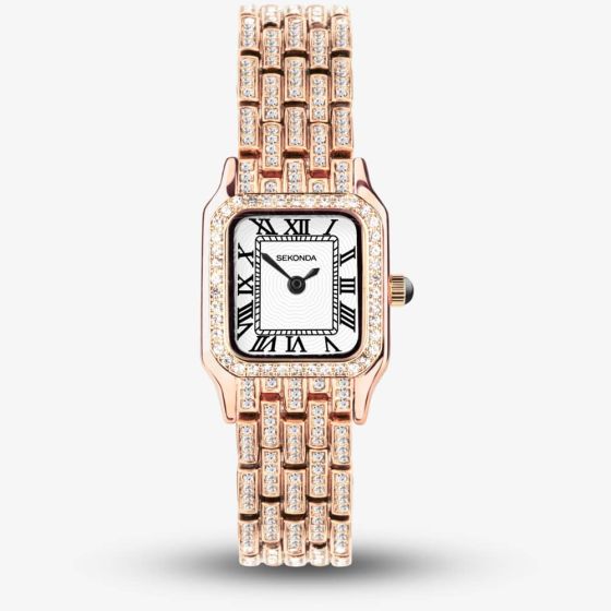 Sekonda Monica Rose Gold Plated Crystal Set Watch 40662
