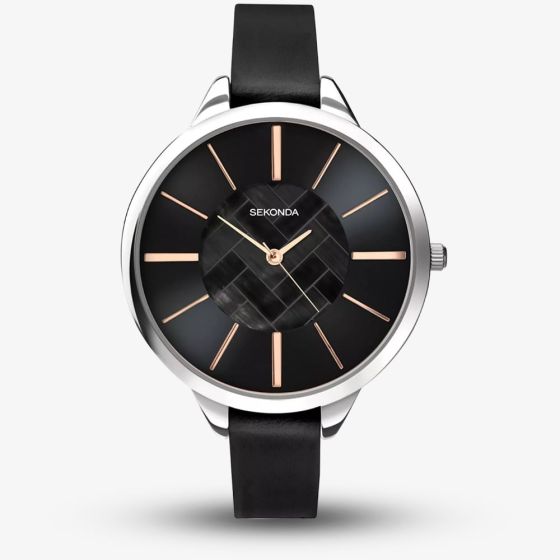Sekonda Ladies Black Leather Watch 2876