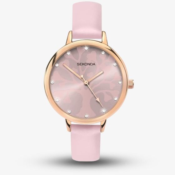Sekonda Ladies Nature Inspired Pink Leather Strap Watch 2650