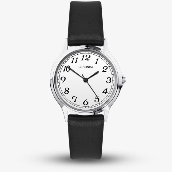 Sekonda Ladies Black Leather Strap Watch 2692