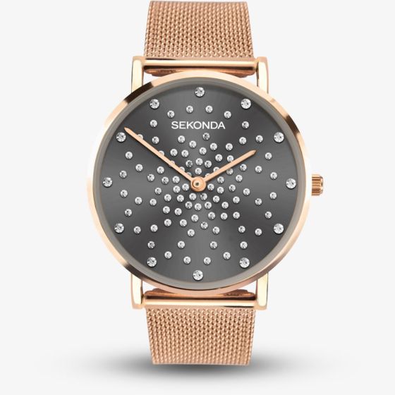 Sekonda Ladies Celeste Rose Gold Plated Grey Dial Watch 40029