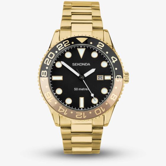Sekonda Dive Ocean Gold Plated Black Watch 30198