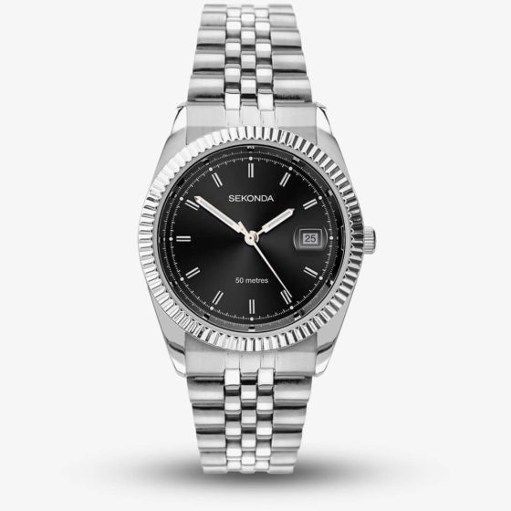 Sekonda Stainless Steel Black Dial Watch 1691