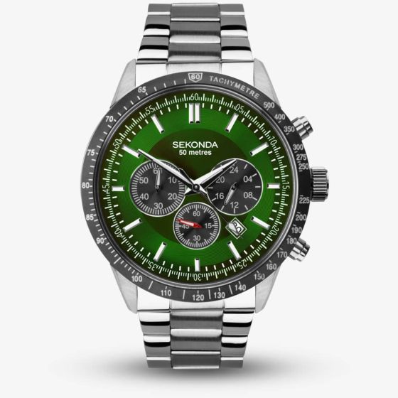 Sekonda Sports Velocity Green Dial Chronograph Watch 1913