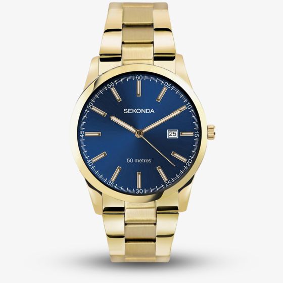 Sekonda Classic Gold Plated Blue Dial Watch 30007
