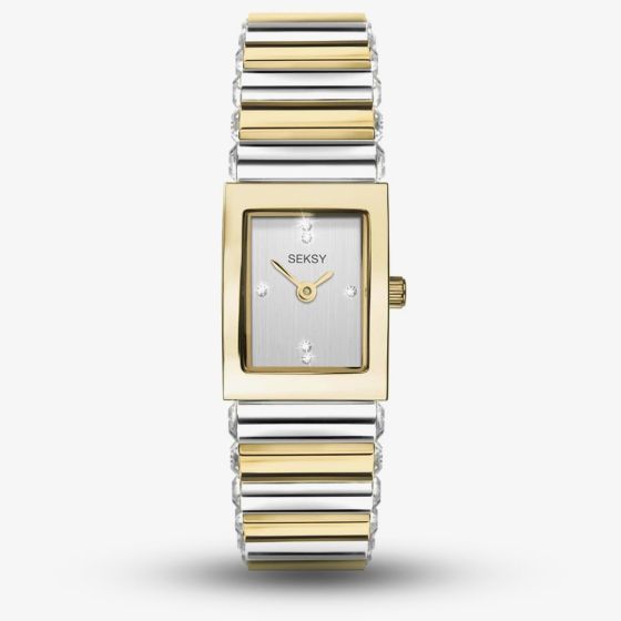 Sekonda Ladies Seksy Edge Silver Stone Set Dial Two Tone Bracelet Watch 2865