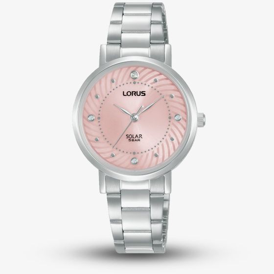 Lorus Ladies Light Pink Sunray Dial Stone Set Watch RY521AX9